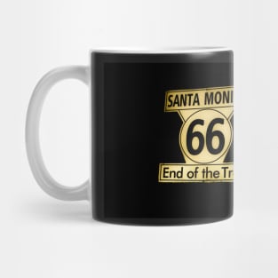 Route 66 End of the Trail at Santa Monica Pier, California, USA Mug